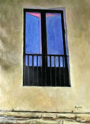 Caroline Ayles - Balcony with Pink Glow