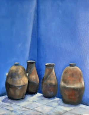 Pots with Cobalt Wall